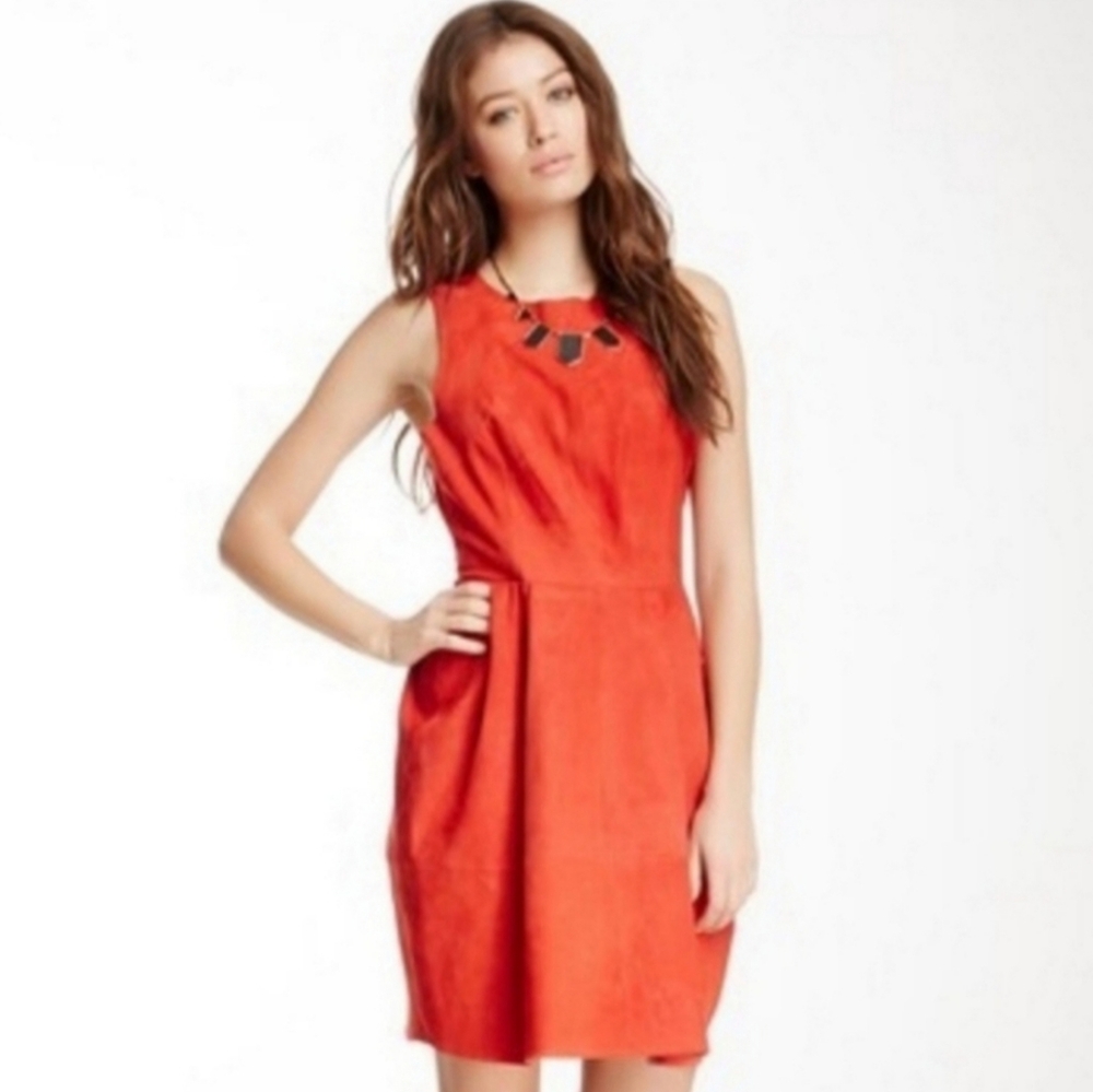 Joie Suede Tulip Dress in Poppy